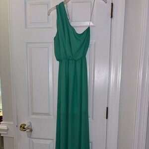 Vestique One shoulder empire waist maxi dress Seafoam color size Small